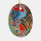Vivid Art Nouveau Peacock Keramisch Ornament (Achterkant)