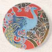 Vivid Art Nouveau Peacock Zandsteen Onderzetter (Voorkant)