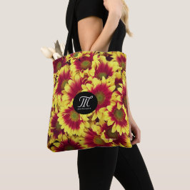 Vivid Autumn Red Yellow Mini Sunflower Tote Bag