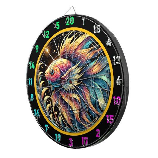 Vivid Betta Fish Dartboard Charm Dartbord (Voorkant Rechts)