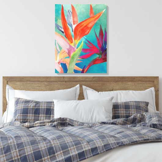 Vivid Birds of Paradise Canvas Afdruk (Insitu (Slaapkamer))