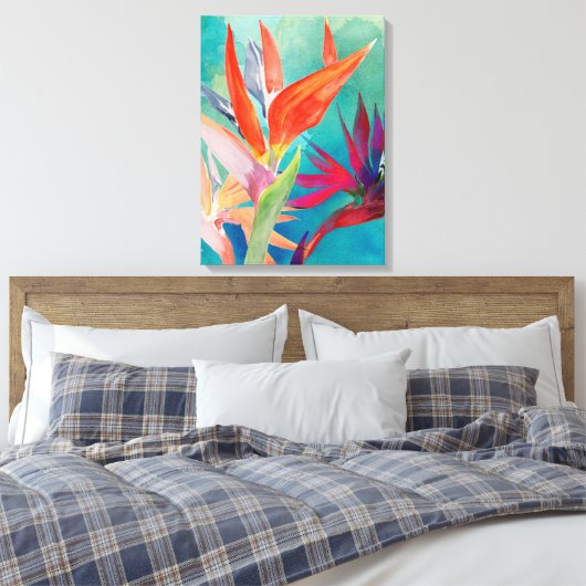 Vivid Birds of Paradise Canvas Afdruk (Insitu (Slaapkamer))