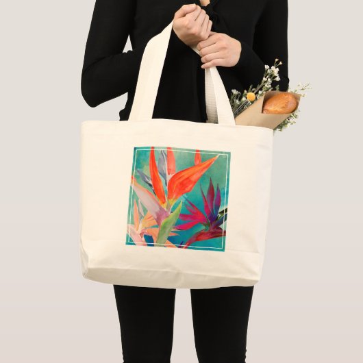 Vivid Birds of Paradise Grote Tote Bag (Voorkant (product))