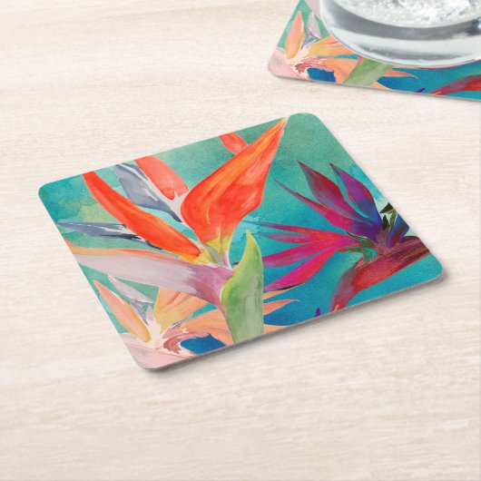 Vivid Birds of Paradise Kartonnen Onderzetters (Schuin)
