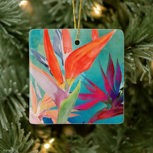 Vivid Birds of Paradise Keramisch Ornament (Boom)