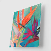 Vivid Birds of Paradise Vierkante Klok (Hoek)