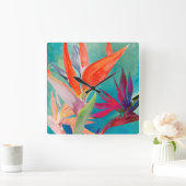Vivid Birds of Paradise Vierkante Klok (Huis)