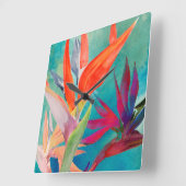 Vivid Birds of Paradise Vierkante Klok (Hoek)
