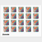 Vivid Birds of Paradise Vierkante Sticker (Vel)