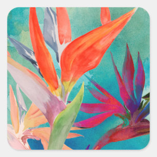 Vivid Birds of Paradise Vierkante Sticker