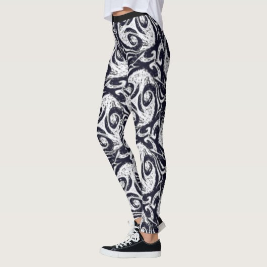 Vivid Black & White Abstracte Yoga Pants Leggings (Links)