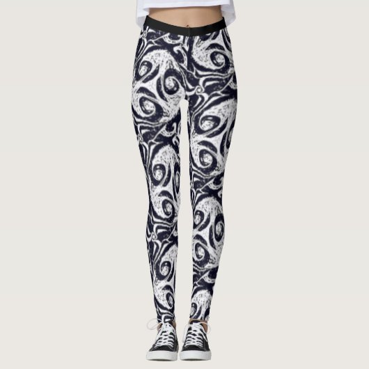 Vivid Black & White Abstracte Yoga Pants Leggings (Voorkant)