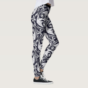 Vivid Black & White Abstracte Yoga Pants Leggings