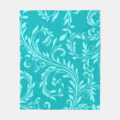 Vivid blauwgroen aqua floral swirl damask fleece d (Voorkant)