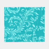Vivid blauwgroen aqua floral swirl damask fleece d (Voorkant (Horizontaal))