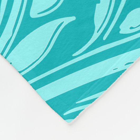 Vivid blauwgroen aqua floral swirl damask fleece d (Hoek)