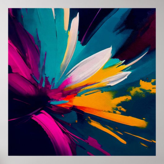 Vivid Bloom – Explosive Abstract Floral Energy Poster (Voorkant)
