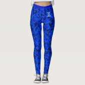 Vivid Blue Chic Camouflage Patroon Aangepast monog Leggings (Voorkant)