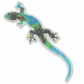 Vivid Blue en Green Fractal Lizard Sticker (Voorkant)