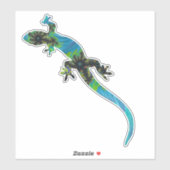 Vivid Blue en Green Fractal Lizard Sticker (Vel)