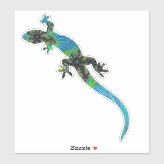 Vivid Blue en Green Fractal Lizard Sticker (Vel)