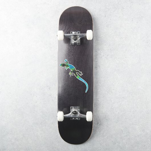Vivid Blue en Green Fractal Lizard Sticker (Skateboard)