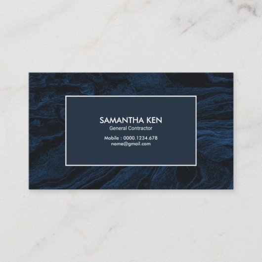 Vivid Blue Grunge General Contractor Visitekaartje (Voorkant)