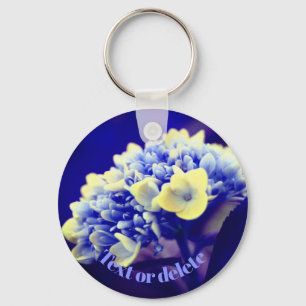 Vivid Blue Hydrangea Flower Personalized Sleutelhanger