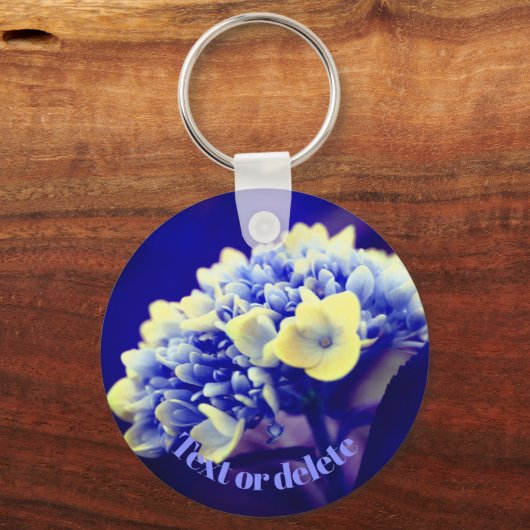 Vivid Blue Hydrangea Flower Personalized Sleutelhanger (Achterkant)