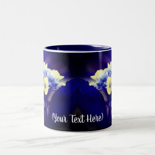 Vivid Blue Hydrangea Flower Personalized Tweekleurige Koffiemok (Center)