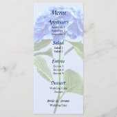Vivid Blue Hydrangea Wedding Menu (Voorkant)