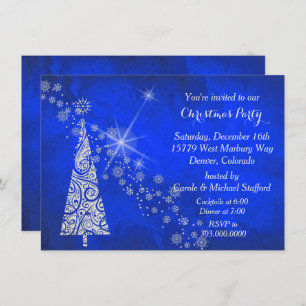 Vivid Blue-kerstboomfeest Uitnodiging