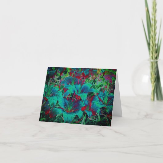 Vivid Blue Lilies Floral Art Note Kaart (Voorkant)