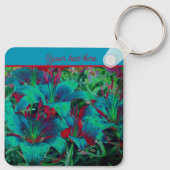 Vivid Blue Lily Flowers gepersonaliseerd Sleutelhanger (Achterkant)