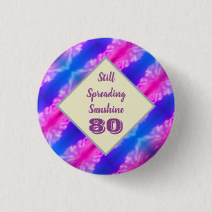 Vivid Blue Pink Milestone Celebration (80 dagen) Ronde Button 3,2 Cm