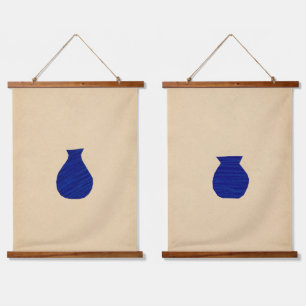Vivid blue vases hangend wandkleed