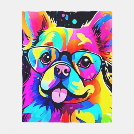 Vivid Canine Vibes Design Fleece Deken (Voorkant)