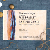 Vivid Caramel & Blue Bar Mitzvah Uitnodiging