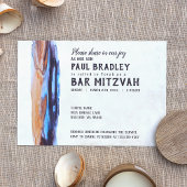 Vivid Caramel & Blue Bar Mitzvah Uitnodiging