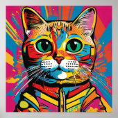 "Vivid Cat Art - Kleurrijke Feline Face" Poster (Voorkant)