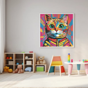 "Vivid Cat Art - Kleurrijke Feline Face" Poster