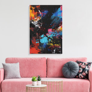 Vivid Chaos – Bold Abstract Expressionist Art Prin Canvas Afdruk
