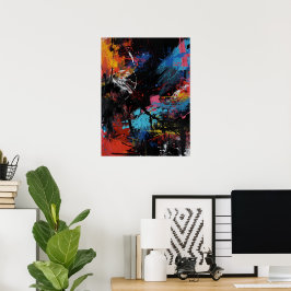 Vivid Chaos – Bold Abstract Expressionist Art Prin Poster