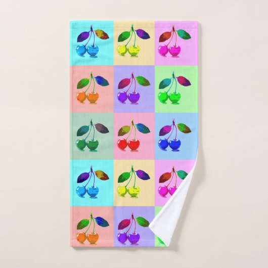 Vivid Cherries in Pop Art Style Bad Handdoek (Handdoek)