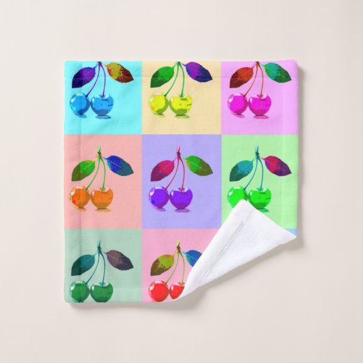 Vivid Cherries in Pop Art Style Bad Handdoek (Wasdoekje)