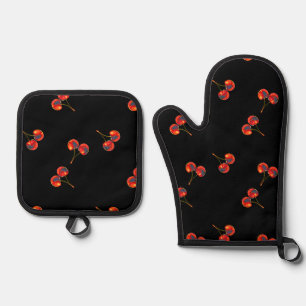 Vivid Cherry Pattern Ovenwant & Pannenlap Set