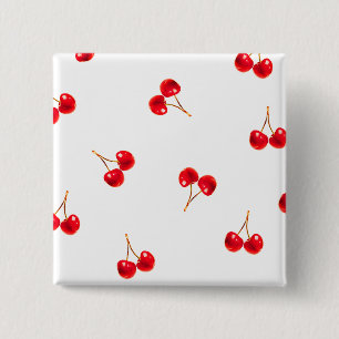 Vivid Cherry Pattern Vierkante Button 5,1 Cm