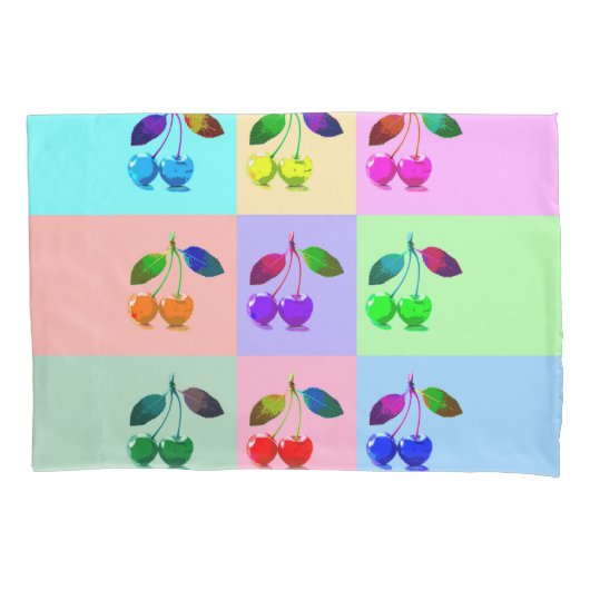 Vivid Colorful Cherries - Pop Art Kussensloop (Voorkant)