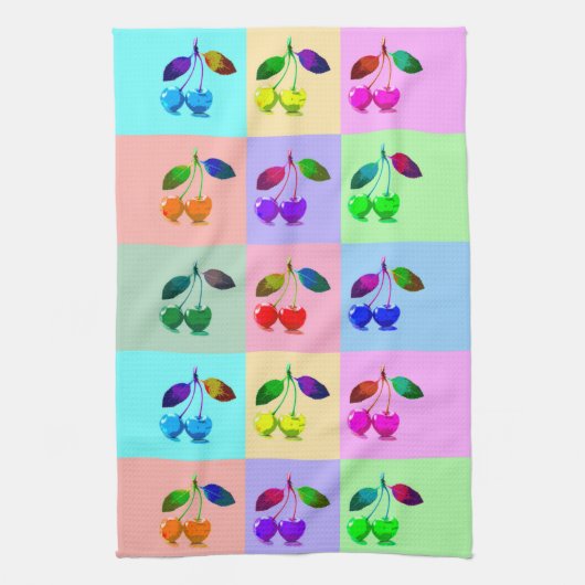 Vivid Colorful Cherries - Pop Art Theedoek (Verticaal)