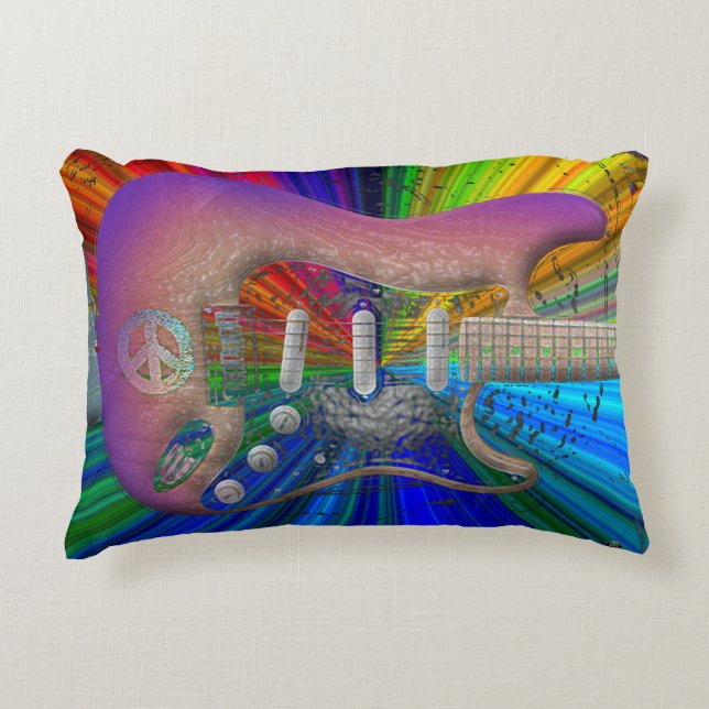 Vivid Colors Peace Guitar Accent Pillow Kussen (Voorkant)